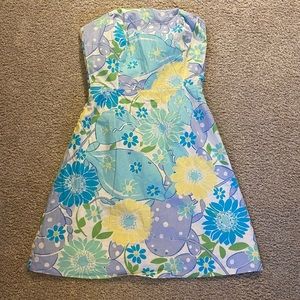 Vintage white label Lilly Pulitzer novelty crab and lobster strapless dr…